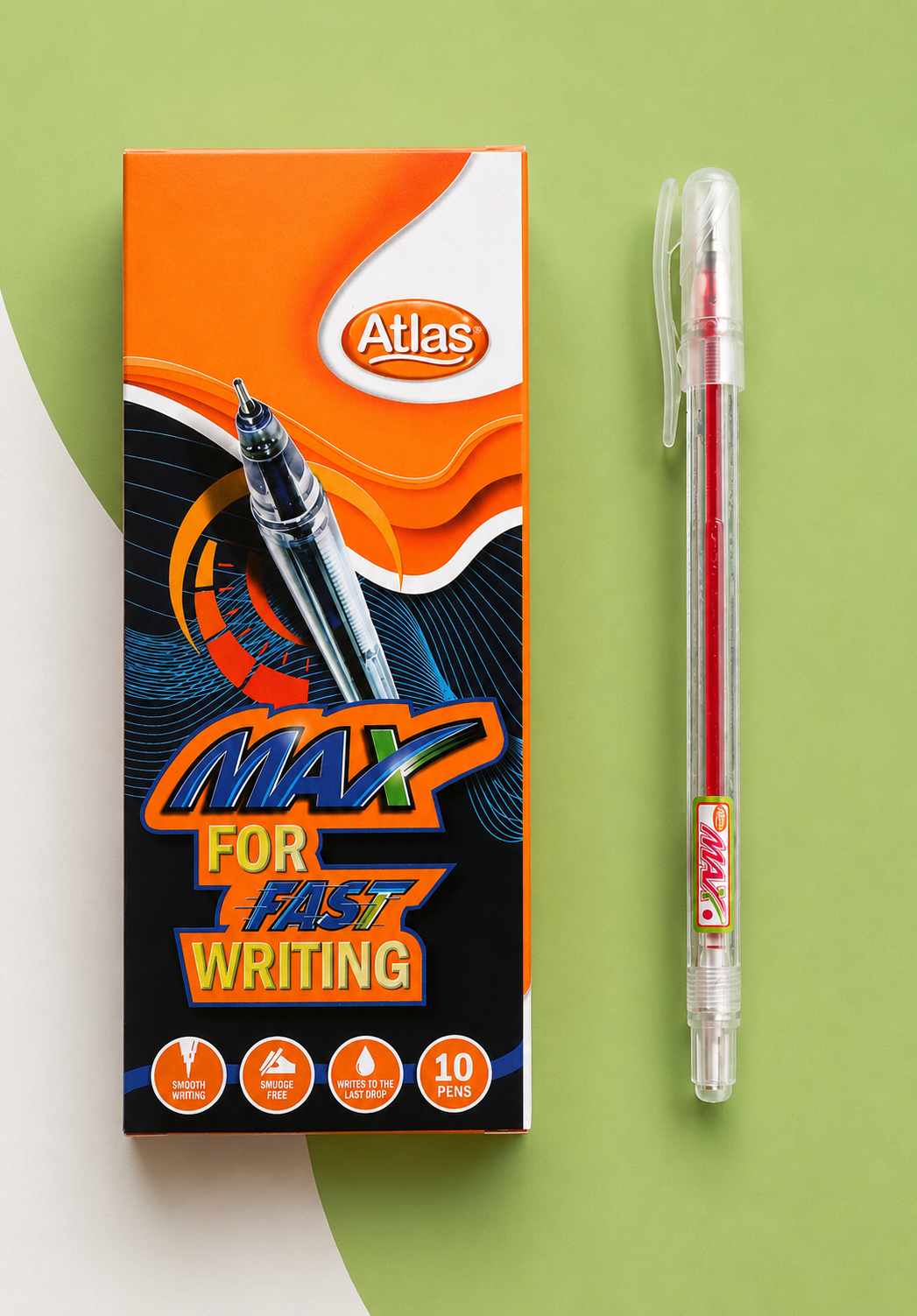 Max Ball Point Pen (10 Pc Box)Red