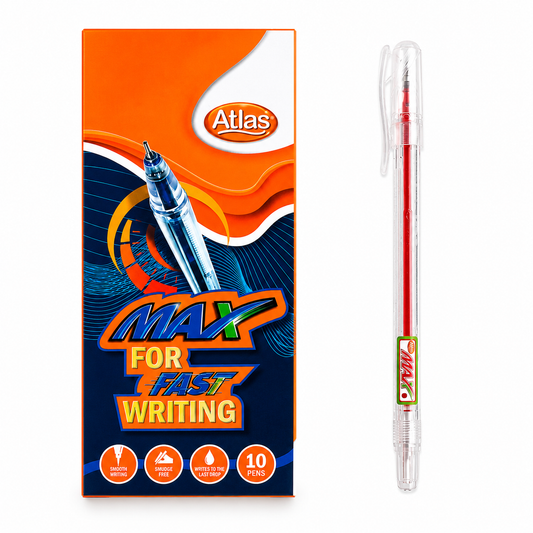 Max Ball Point Pen (10 Pc Box)Red